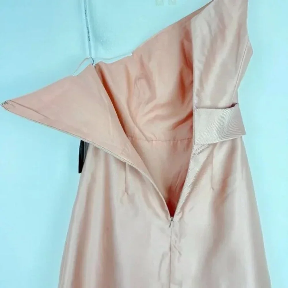 NWT Alfred Sung Draped One-Shoulder Satin Maxi Dress in Toasted Sugar Size 8 NEW - Picture 13 of 15